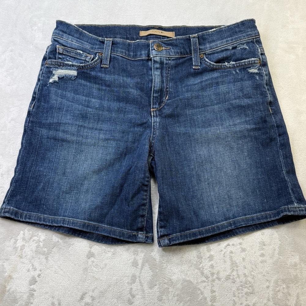 Joe's Jeans Denim Shorts Women 29 Blue Distressed Mid‎ Rise Stretch